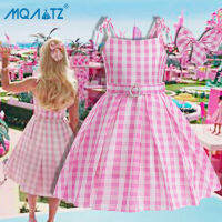 MQATZ เครื่องแต่งกายในภาพยนตร์สำหรับเด็กชุดเล่นคอสเพลย์สำหรับเด็กผู้หญิงลายสก็อตสีชมพูเสื้อผ้าสำหรับปาร์ตี้วันเกิดเทศกาลฮาโลวีนสำหรับ2-10T BAB01A