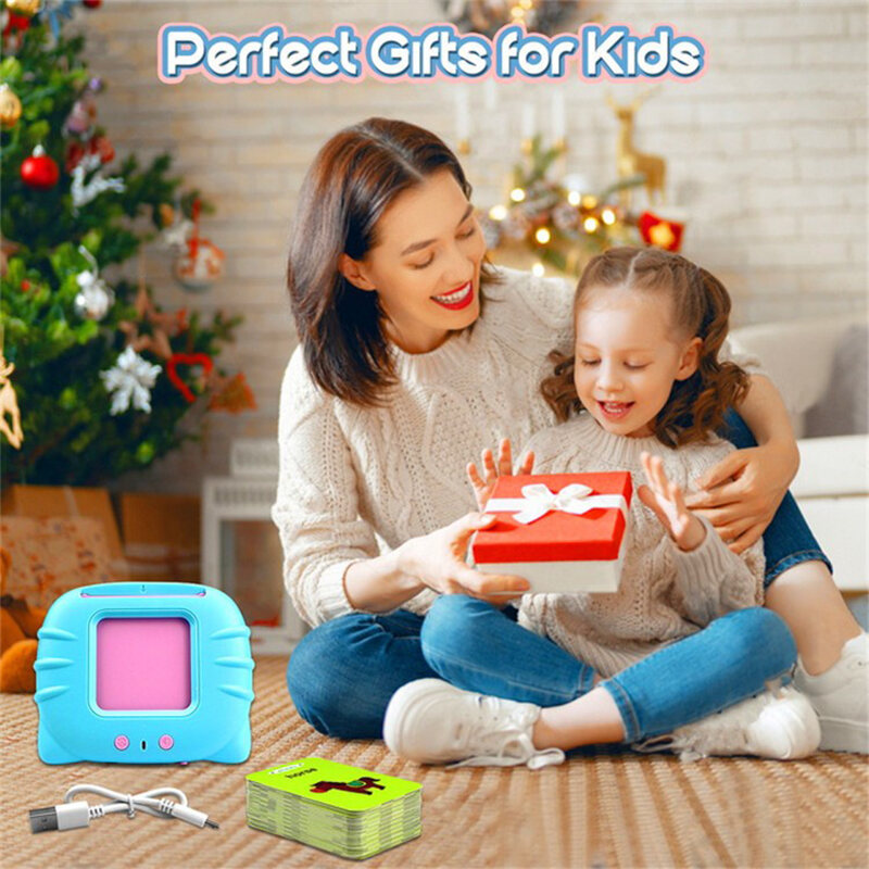 Early Learning Flash Cards Reader Machine 224pcs Cards Early Education Device Kids Preschool Learning Card Toy Talking Toys Musical with Sound Effect