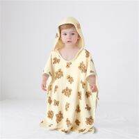 ۞✈◎ 6-Layer Muslin-Bath Towel for Baby Newborn Wrap Blanket Lovely Print Infant Hooded Bathrobe High Absorbent Beach Towel A2UB