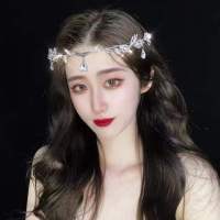 Exotic Rhinestone Eyebrow Pendant Hair Hoop Female Leaf Crown Bride Halloween Elf Headdress Diamond Headpiece Hair Accessories