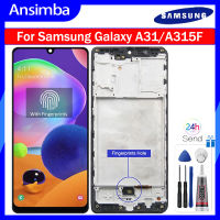 Ansimba หน้าจอแสดงผล OLED สำหรับ Samsung Galaxy A31 SM-A315F, SM-A315F/DS, SM-A315G/DS, SM-A315G,หน้าจอสัมผัสแบบดิจิตอลแสดงผล Lcd SM-A315N สำหรับอะไหล่ A31 Samsung กรอบกลางสำหรับ A31 Samsung/A315F