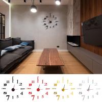 ZZOOI 3D Acrylic Wall Clock Frameless DIY Wall Clock Digital Silent Non-Ticking Assemble Round Clock Kit For Living Room Bedroom