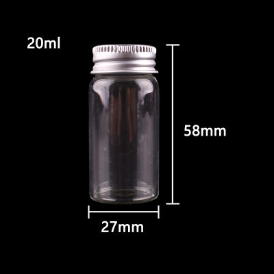 Wholesale 7ml 12ml 20ml 25ml Transparent Glass Spice Bottles Jars Vials Terrarium with Silver Screw Cap Lid Wedding Crafts 50pcs
