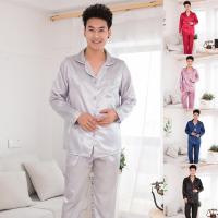 2021 Silk Satin Men Pajamas Set Sleepwear Couple Solid Color Long Sleeve Suit Casual Two-Piece Pyjama Autumn Elastic Homewear