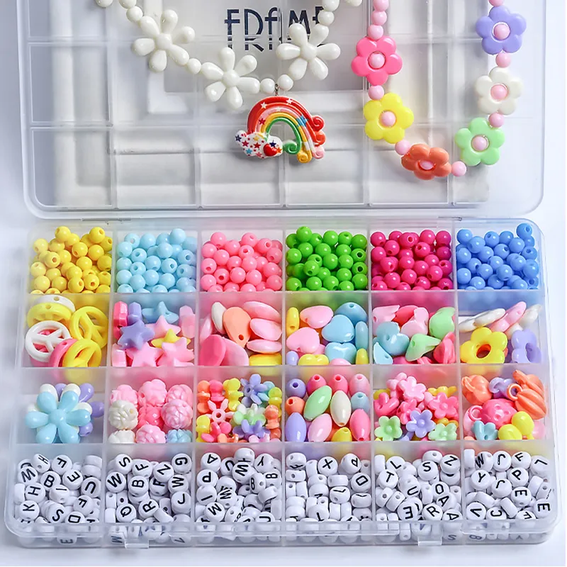 5000pcs 3-7mm DIY Handmade Beads Kit Charms Elastic String Jewelry