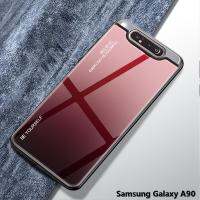 Gradient สีกระจกเทมเปอร์สำหรับ Samsung Galaxy A80/Samsung Galaxy A90 แก้วหรูหราฝาหลังอ่อนนุ่ม TPU เคสกันกระแทก