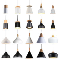 Nordic Pendant Light E27 Modern Hanging Lamp Fixtures for Bar Cafe Restaurant Indoor Lighting Decor Loft Wood Aluminum Lampshade