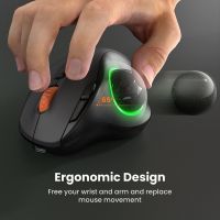 SeenDa Wireless Trackball Mouse Computer Ergonomic Mouse Rechargeable Bluetooth Mouse 3 Device Connection for PC Laptop iPad