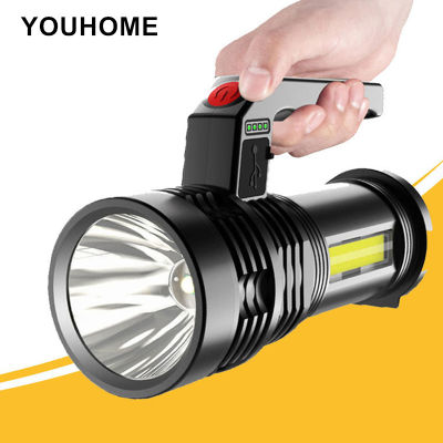 Super bright LED Portable Searchlight Waterproof Flashlight Power Display Built-in Battery COB Work Lamp Flashlight For Camping