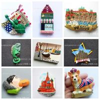 ✠ Resin Fridge Magnet Tourist Souvenirs Amsterdam Moscow Church Prague New York Liberty Refrigerator Stickers Home Decoration Gift