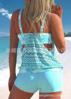 (HOT)2023 ข้ามพรมแดนเฉพาะสำหรับ Tankini สไตล์ร้อนสีทึบบวกไขมันขนาดแยกชิ้นชุดว่ายน้ำผู้หญิงขายส่ง