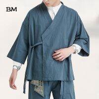 Hanfu แจ็กเก็ตลินินสไตล์จีนชุดแฟนสีสำหรับสุนัขชายเสื้อคลุมชุดจีนสไตล์วินเทจฝ้ายลินินฤดูร้อน2020