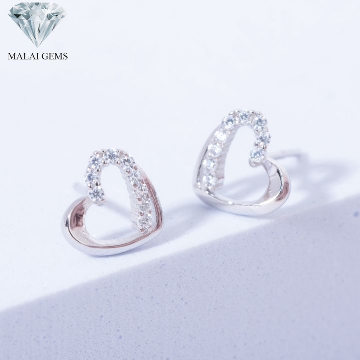 malai-gems-ต่างหูเพชร-เงินแท้-silver-925-เพชรสวิส-cz-เคลือบทองคำขาว-รุ่น-075-1ea101573-แถมกล่อง-ต่างหูcz-ต่างหูเงินแท้