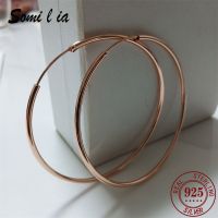 【YP】 SOMILIA New Gold Big Hoop Earrings for Women 925 Sterling Jewelry Female Fashion 40-70mm Gift222