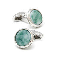 ผู้ชาย Cufflinks TOMYE XK22076หรูหราเลียนแบบ Jadei รอบสีเงินอย่างเป็นทางการธุรกิจเสื้อ Cuff Links งานแต่งงานของขวัญปุ่ม