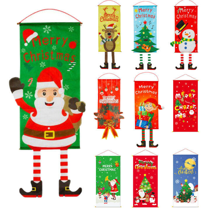 Christmas Hanging Flags Cloth Door Curtain Home Ornament Festival