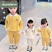 JoynCleon Girls Suit เสื้อผ้าเด็กสไตล์อังกฤษใหม่ชุดสูทสองชิ้นสีทึบ