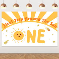 JOLLYBOOM First Trip รอบดวงอาทิตย์ฉากหลัง1st วันเกิดพื้นหลังตกแต่งสำหรับชายและหญิง Sunshine Theme วันเกิด Party อุปกรณ์ตกแต่ง