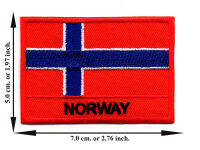 ตัดรีด ตัวรีดติดเสื้อ อาร์มปัก ติดเสื้อปัก ปักเสื้อ DIY ลาย ธงNorway สีแดง มีบริการเก็บเงินปลายทาง