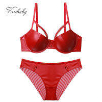 Varsbaby New arrival sexy glossy ladies underwear PU gather bra set