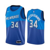 Ready Stock 22/23 Top Quality Mens 34 Giannis Antetokounmpo Milwaukee Bucks Basketball 2020/21 Swingman Jersey - Blue