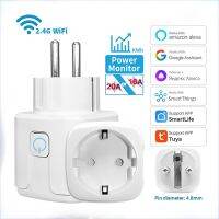 Tuya 20A EU Smart Socket WiFi BLE Smart Plug พร้อมฟังก์ชั่นจับเวลาการตรวจสอบพลังงานการควบคุมด้วยเสียง Alexa Assistant