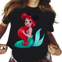 Disney Mickey Ears Princess T-shirt For Women Snow White Mermaid Kawaii T-shirts Girls T-shirts Womens T-shirts