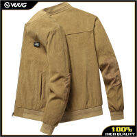 VUUG ฤดูใบไม้ร่วง/ฤดูหนาวผู้ชายคุณภาพ Corduroy บางธุรกิจเสื้อเบสบอลยี่ห้อ Velcro แฟชั่น Plus กำมะหยี่ Jacket
