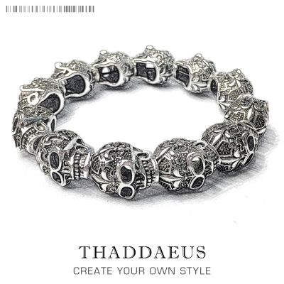Bracelets Fleur-de-lis Lily & Skull Punk Bead Brand Silver Fashion Europe Style Jewelry Bijoux Gift For Men & Women