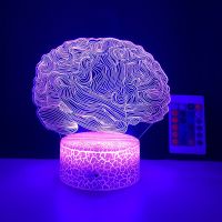 Brain Shape 3D Illusion Lamp 7 Color Change Touch Switch LED Night Light Acrylic Desk lamp Atmosphere Novelty Lighting Night Lights