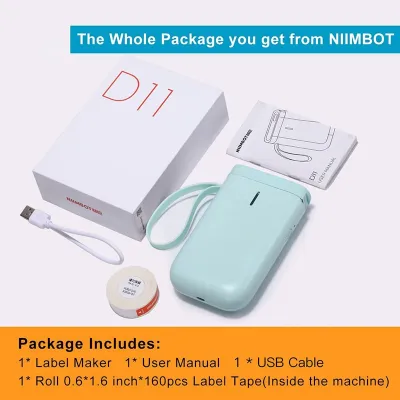 Niimbot เครื่องพิมพ์ไร้สายขนาดเล็กแบบพกพา D11แบบเทอร์มอลพกพาเครื่องพิมพ์ฉลากกันน้ำกันความมันใสสติกเกอร์ฉลากหลากสี