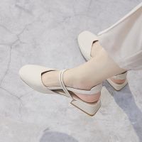 COD DSFGRTUTYIII Closed Toe Sandals Womens Summer Mid Heel New Korean Style Versatile Student Fairy Style Retro womens shoes