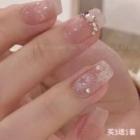 MUJI Wearable Manicure Finished Nail Patch Summer 2023 New High-end Short Medium-length Ice Translucent French Style