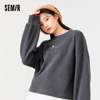 Semir เสื้อยืดผู้หญิงคมชัดสีปลอมสองตัวอักษรปัก2022ฤดูหนาวใหม่ O Versize ที่เรียบง่าย H Oodies ด้านบนทุกการแข่งขัน