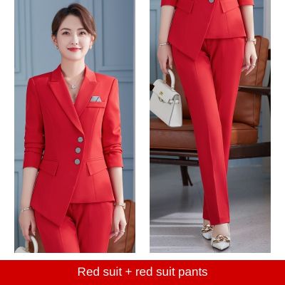 High-quality Womens Professional Pants Suit Two-piece Autumn and Winter  Temperament Office Workwear Blazer Casual Pants