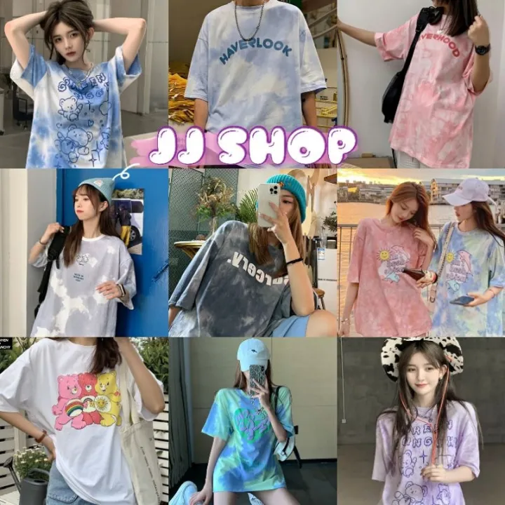 JJ Shop♡พร้อมส่ง♡เสื้อยืดลายหินอ่อนน่ารักๆสีสันสดใส🐬 TX | Lazada.co.th