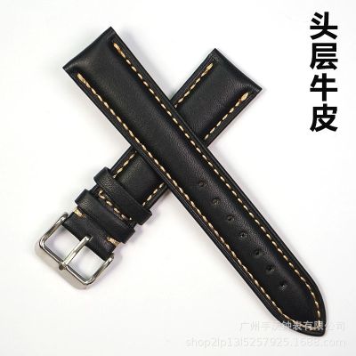 【Hot Sale】 Soft calfskin watch strap mens double-sided top layer oily leather retro factory direct cut edge