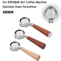 58มม. สแตนเลส Portafilter EXPOBAR E61เครื่องชงกาแฟ Bottomless Handle Filter Solid Wood Universal Coffee Appliance