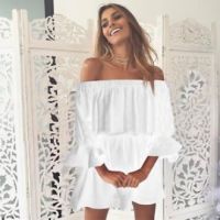 Women Summer Off Shoulder Short Mini Dress Beach Party