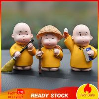 [WDA]▪ 【Ready】3Pcs/Set Lovely Non-fading Resin Buddha Monk Figurine Dolls Little Monk Miniature Statue Ornament Car Interior Desk Decoration