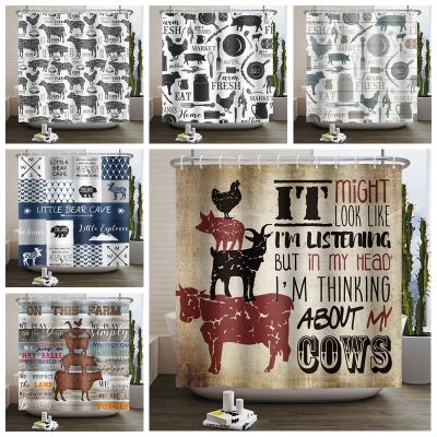 Farmhouse Rustic Shower Curtain Vintage Country Shower Curtains for Bathroom Wood Farmhouse Bathroom Decor Waterproof Washable