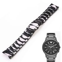 Suitable for Armani watch strap AR1474 1475 1476 men and women black and white 22mm 24mm ceramic watch strap bracelet band belt