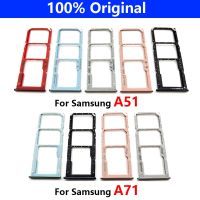 ของแท้เหมาะสำหรับ Samsung Galaxy A51 A515F A515 A715F A71 A715ซิมการ์ดอะแดปเตอร์ที่ใส่ถาดใส่ซิมอุปกรณ์ตกแต่ง