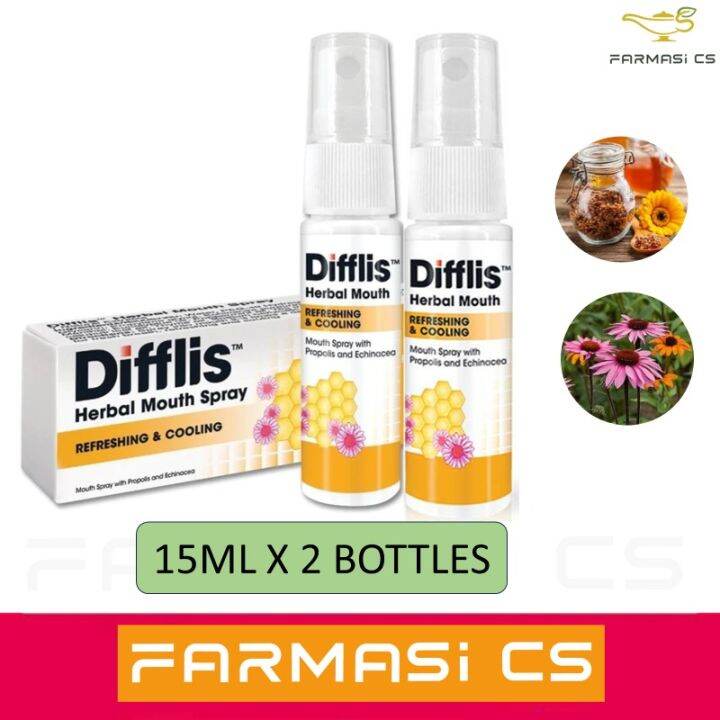 PROMO Difflis Herbal Mouth Spray 15mL x 2 Bottles(TWIN) EXP07/2024