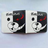 Monokuma 2ช่องเสียบการ์ด Dompet Koin ผู้ชายกระเป๋าสตางค์ผู้หญิงช่องเสียบอัลบั้มรูป1ช่อง PU 2ช่องมีซิป1ช่อง