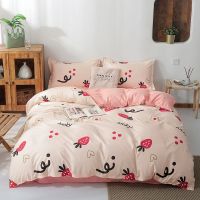 Spring Autumn Bedding Sets Peach Printed King Queen Full Single Size Bed Linen Duvet Covers Bedroom Bed Flat Sheet Pillowcase