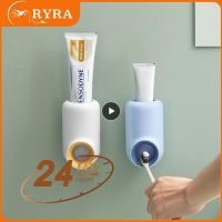 ¤⊙♨ Wall Mount Automatic Toothpaste Dispenser Bathroom Accessories Waterproof Lazy Toothpaste Automatic Squeezer Toothbrush Holder