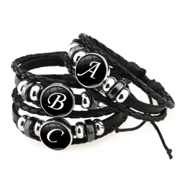 26 Letter Bracelet Personality Team Name Rope Bracelet Black