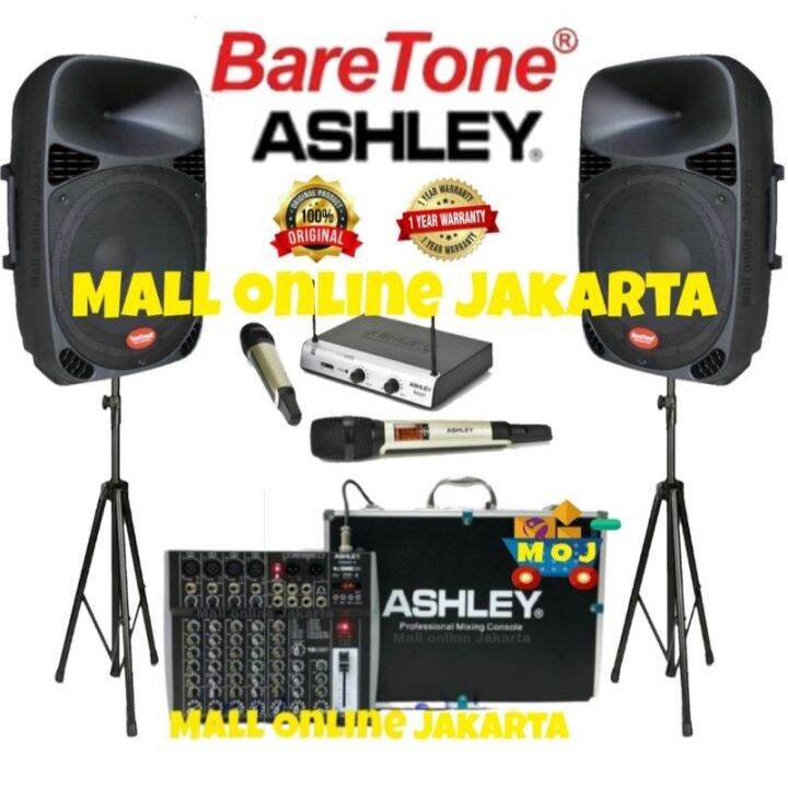 Paket speaker aktif Baretone 15 inch Original mixer 6 channel ashley