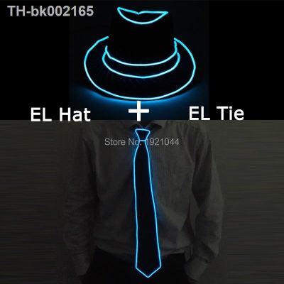 ✴♦ Fashion Wedding Decoration EL Flash Hat EL Flash Tie LED Light up Props 10Colors Select Luminous Tie and Hat Cool Party Decor